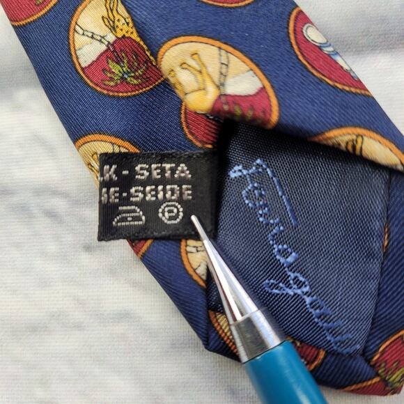 Safari Navy Silk Tie by Salvatore Ferragamo - Picture 11 of 12